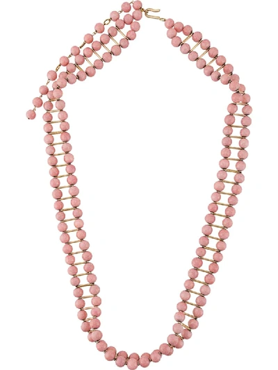 Pre-owned Chanel Couture Porcelain Beaded Necklace In Pink