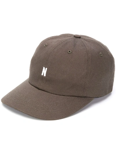 Shop Norse Projects Embroidered Logo Cap In Green