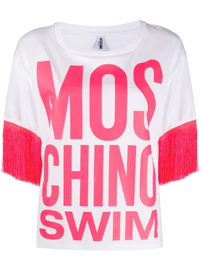 Shop Moschino Swim Logo-print T-shirt In White