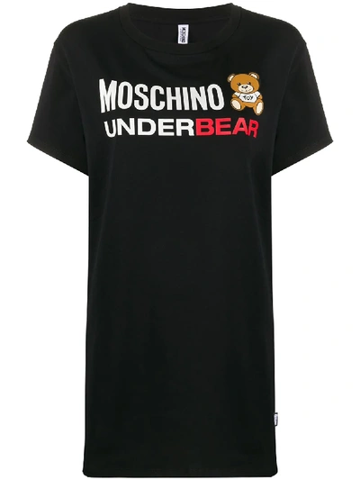 Shop Moschino Underbear Printed T-shirt Dress In Black