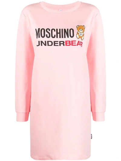 Shop Moschino Underbear Logo-print T-shirt Dress In Pink