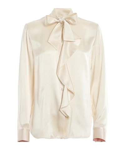 Shop Paul Smith Pussy Bow Satin Silk Shirt In Pink