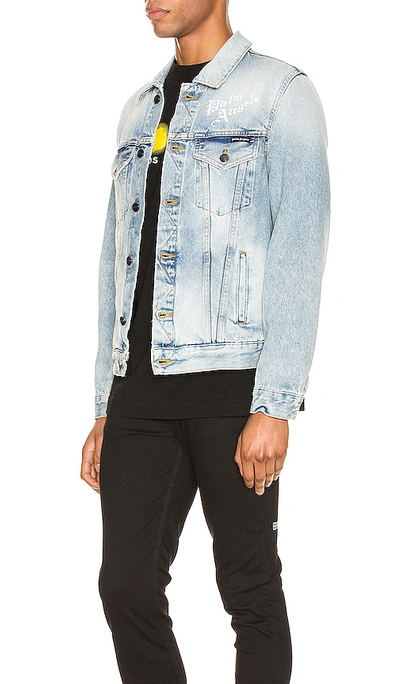 Shop Ksubi Sacred Heart Denim Jacket In Medium Wash