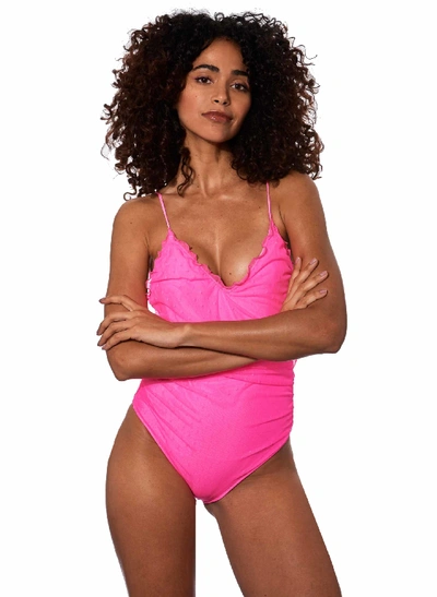 Shop Mc2 Saint Barth Pink Fluo One Piece Or Body With Tulle #sheertulle