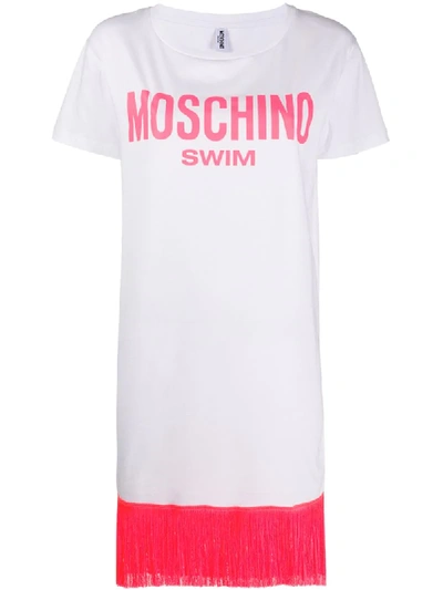 Shop Moschino Swim Logo-print T-shirt Dress In White