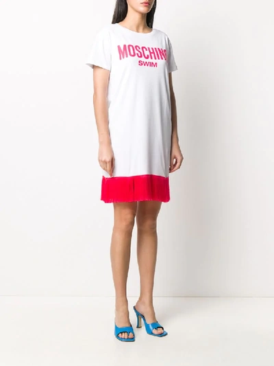 Shop Moschino Swim Logo-print T-shirt Dress In White