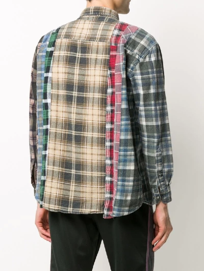 Shop Needles Check Print Patchwork Shirt In Grey