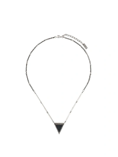 Shop Saint Laurent Triangle-pendant Necklace In Silver