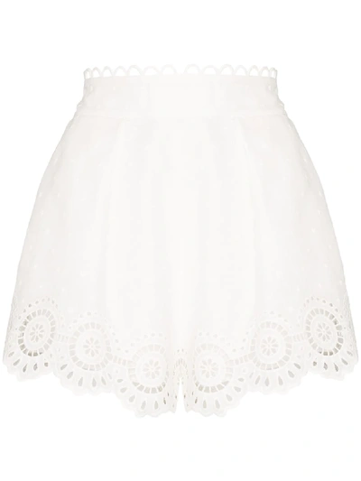 Shop Zimmermann Bellitude Scalloped Shorts In White
