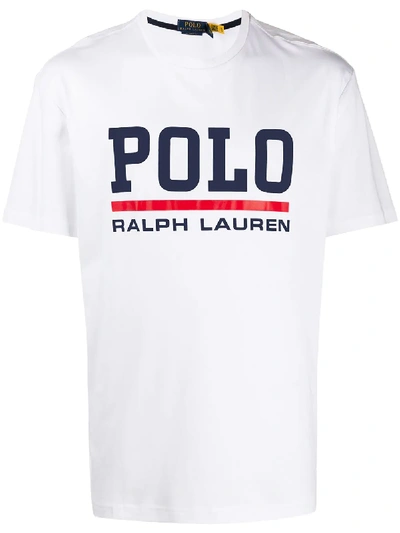 Shop Polo Ralph Lauren Logo Print T-shirt In 002 White