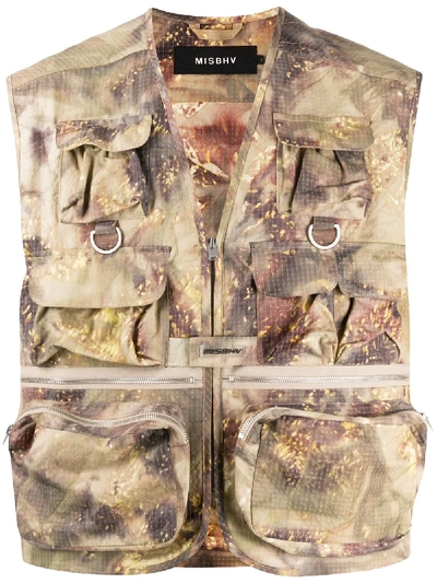 Shop Misbhv Abstract-print Fisherman Vest In Brown