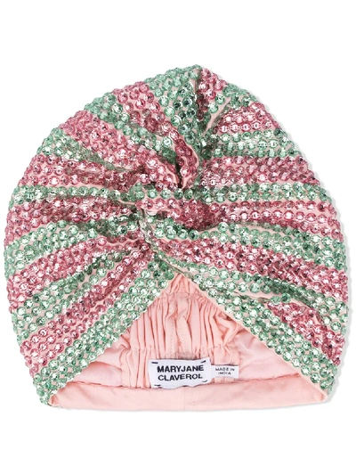 Shop Mary Jane Claverol Dominique Crystal-embellished Turban In Pink