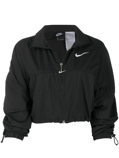Shop Nike Swoosh Cropped Jacket In Black