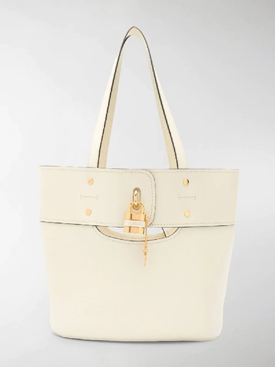 Shop Chloé Medium Aby Tote In White