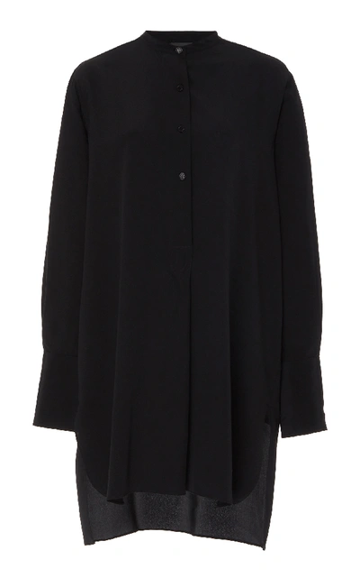 Shop Nili Lotan Loria Silk Tunic Shirt In Black