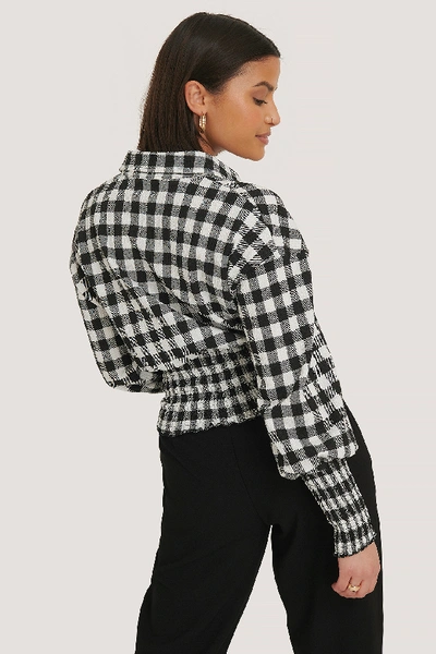 Shop Taraneh X Na-kd Checked Long Sleeve Blouse - Multicolor In Black/white