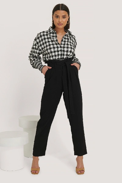 Shop Taraneh X Na-kd Checked Long Sleeve Blouse - Multicolor In Black/white