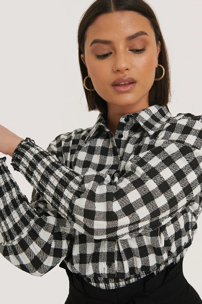 Shop Taraneh X Na-kd Checked Long Sleeve Blouse - Multicolor In Black/white