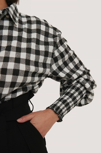 Shop Taraneh X Na-kd Checked Long Sleeve Blouse - Multicolor In Black/white