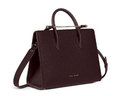 Shop Strathberry Top Handle Leather Tote Bag In Burgundy