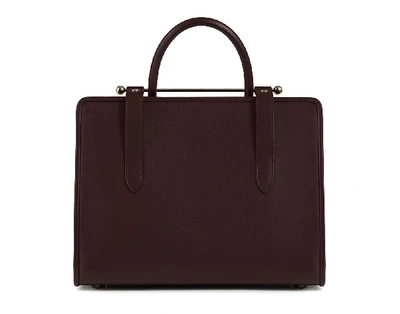 Shop Strathberry Top Handle Leather Tote Bag In Burgundy