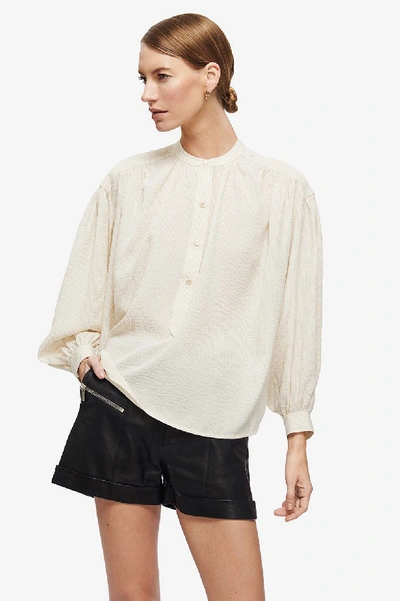 Shop Anine Bing Eden Shirt In Cream And Black Stripe