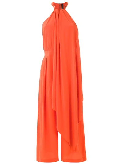 Shop Andrea Marques Draped Silk Jumpsuit In Orange