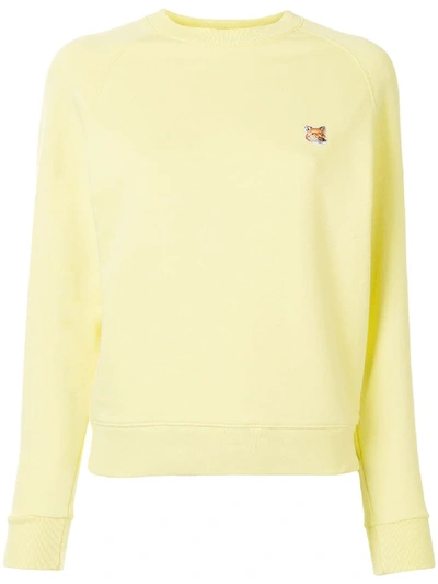 Shop Maison Kitsuné Embroidered Sweatshirt In Yellow