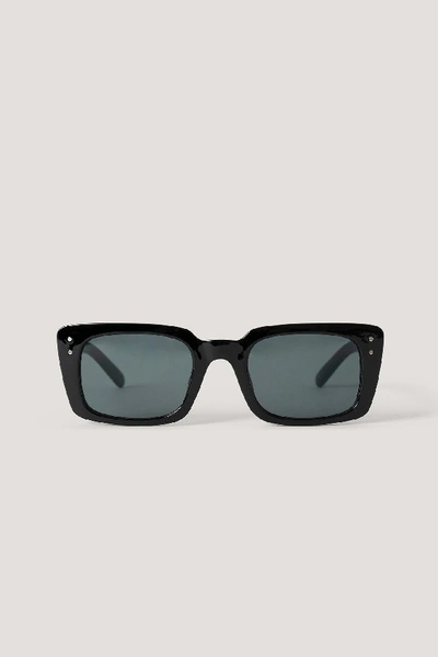 Shop Na-kd Slim Rectangular Wide Frame Sunglasses - Black