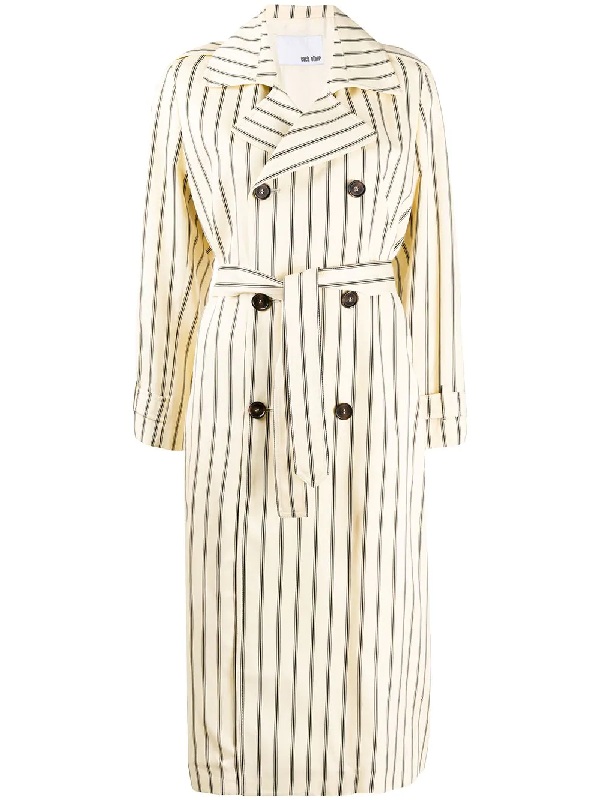 Each X Other Retro Striped Trench Coat In Neutrals Modesens
