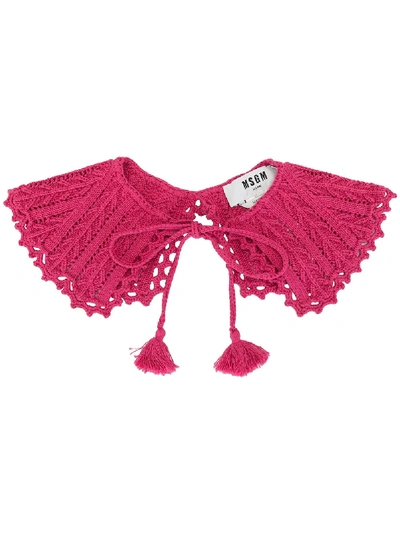 Shop Msgm Tie Crochet-style Collar In Pink