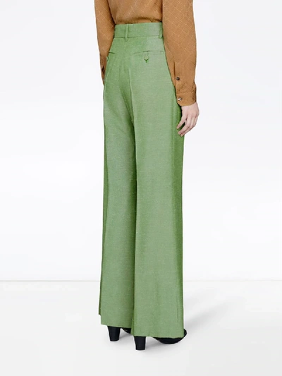 Shop Gucci Orgasmique Flared Trousers In Green