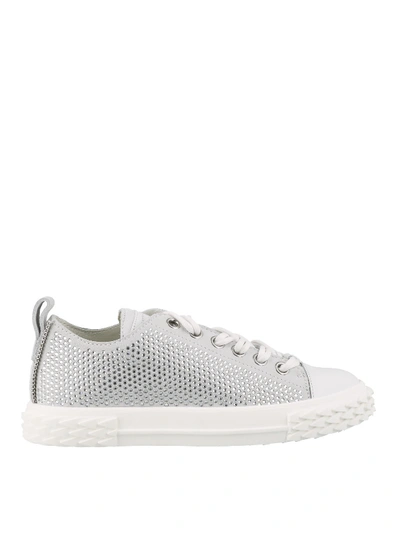 Shop Giuseppe Zanotti Blabber Crystal Suede Sneakers In Light Grey