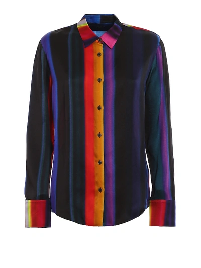 Shop Paul Smith Satin Viscose Shirt In Multicolour