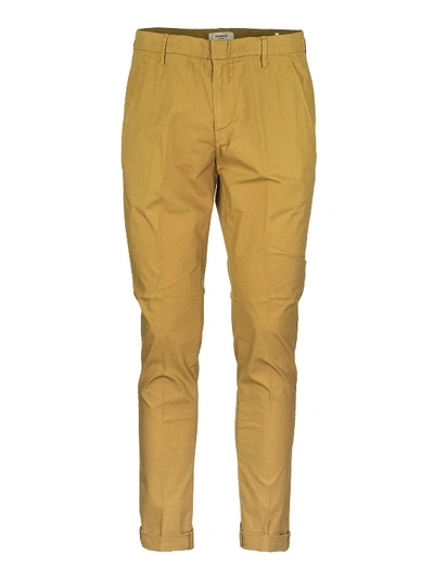 Shop Dondup Gaubert Stretch Cotton Trousers In Dark Yellow