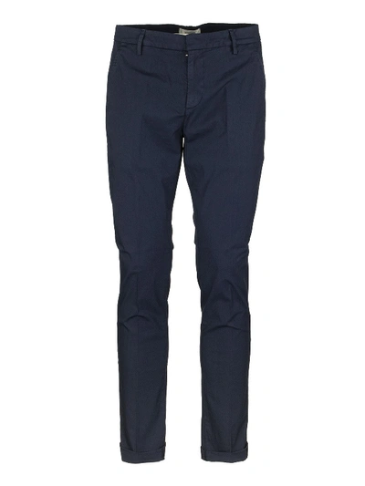Shop Dondup Gaubert Blue Stretch Cotton Trousers In Dark Blue