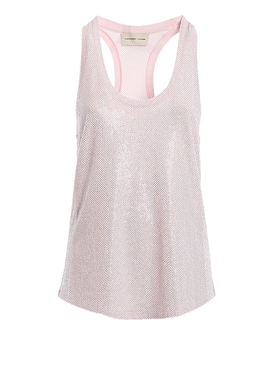 Shop Alexandre Vauthier Rhinestone Detailed Stretch Cotton Tank Top In Pink