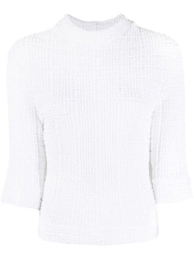Shop Cecilie Bahnsen Textured Mock Neck Top In White
