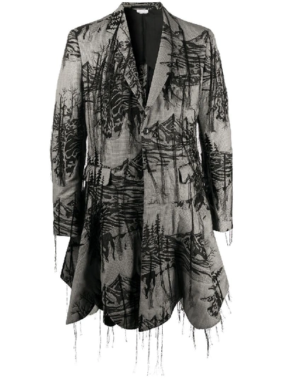 Shop Comme Des Garçons Homme Deux Abstract Pattern Coat In Black