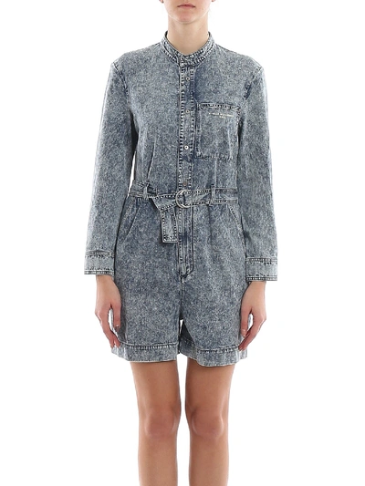 Shop Stella Mccartney Denim Short Jumpsuit In Blue