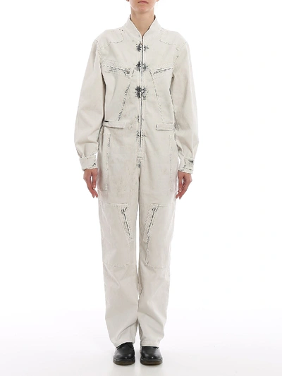 Shop Stella Mccartney Hand-dyed Jumpsuit In White And Blue