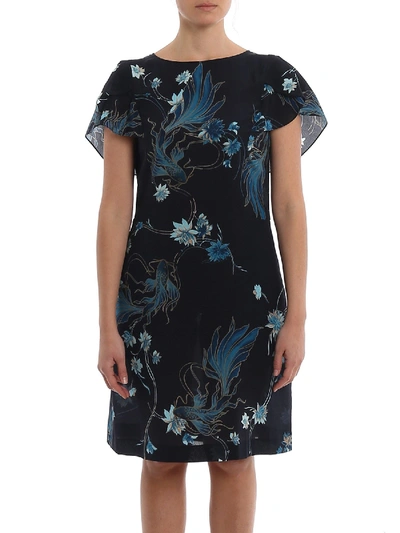 Shop Alberta Ferretti Sea Print Dress In Blue