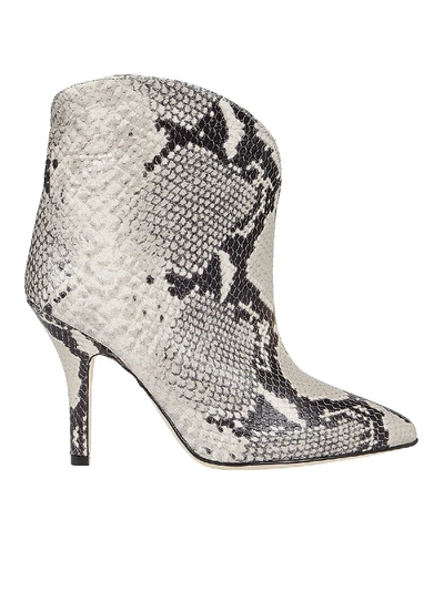Shop Paris Texas Python Print Ankle Boots In Natural Color In Grey