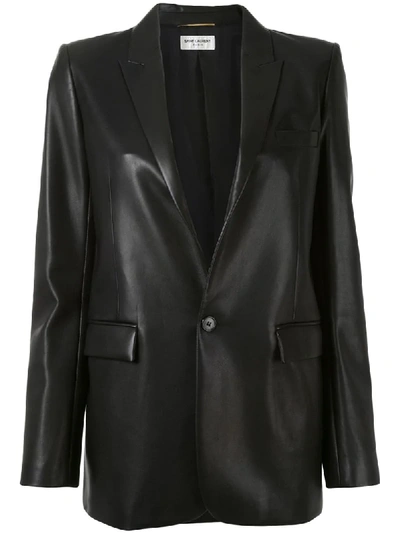 Shop Saint Laurent Leather Suit Jacket In Black