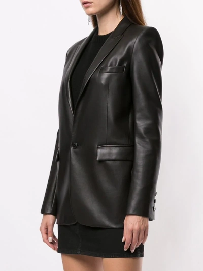 Shop Saint Laurent Leather Suit Jacket In Black