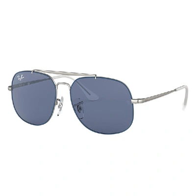 Shop Ray Ban General Junior Sonnenbrillen Gummi Silber Fassung Blau Glas 50-13