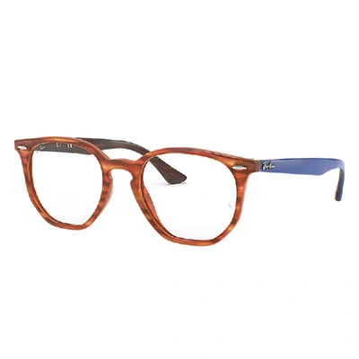 Shop Ray Ban Rb7151 Hexagonal Optics Eyeglasses Light Blue Frame Clear Lenses Polarized 52-19