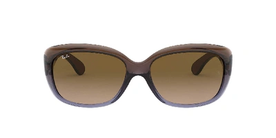 Ray Ban Jackie Ohh Transparent Sunglasses Transparent Dark Brown Frame Brown Lenses Polarized 58-17 In Braun Verlaufstönung