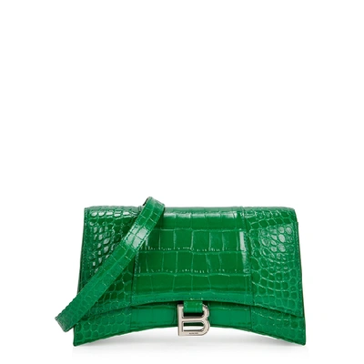 Shop Balenciaga Hourglass Green Leather Cross-body Bag