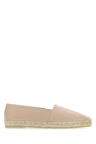 SAINT LAURENT, Leather Logo Slip Ons, Women, Espadrilles